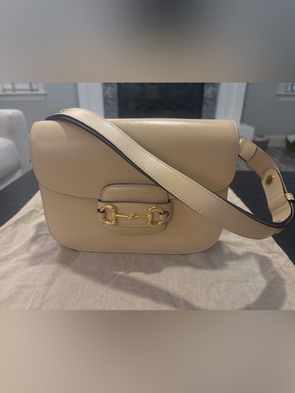Gucci Cream Leather Horsebit 1955 Medium Aura